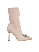 Дамски боти  бежови  от текстилен материал  Yarely