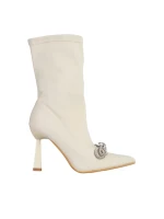 Дамски боти  бежови  от текстилен материал  Pamelyn