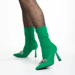Дамски боти  зелени  от текстилен материал  Pamelyn