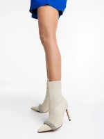 Дамски боти  бежови  от текстилен материал  Zinaida