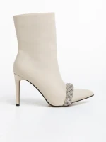 Дамски боти  бежови  от текстилен материал  Zinaida