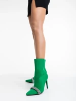 Дамски боти  зелени  от текстилен материал  Zinaida