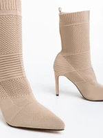 Дамски боти бежови от текстилен материал Tariro