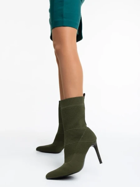 Дамски боти зелени от текстилен материал Tariro