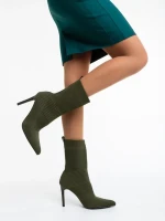 Дамски боти зелени от текстилен материал Tariro