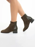 Дамски боти  зелени  от еко кожа и велур  Angeline