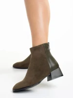 Дамски боти  зелени  от еко кожа и велур  Angeline