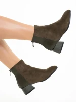 Дамски боти  зелени  от еко кожа и велур  Angeline