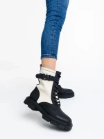 Дамски боти  бежови  от еко кожа  и текстилен материал  Josceline