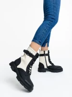 Дамски боти  бежови  от еко кожа  и текстилен материал  Josceline