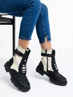 Дамски боти  бежови  от еко кожа  и текстилен материал  Josceline