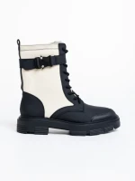 Дамски боти  бежови  от еко кожа  и текстилен материал  Josceline