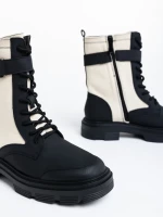 Дамски боти  бежови  от еко кожа  и текстилен материал  Josceline