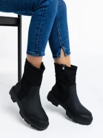 Дамски чизми  черни от еко кожа  и текстилен материал  Nermina