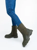 Дамски чизми  зелени  от еко кожа  и текстилен материал  Nermina