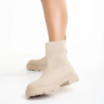 Дамски боти бежови  от еко кожа и текстилен материал  Chiara