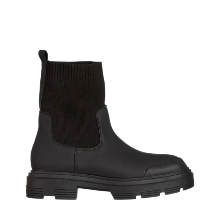 Дамски боти  черни  от еко кожа и текстилен материал  Chiara