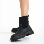 Дамски боти  черни  от еко кожа и текстилен материал  Chiara