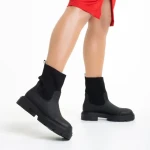 Дамски боти  черни  от еко кожа и текстилен материал  Chiara