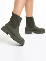 Дамски боти  зелени  от еко кожа и текстилен материал  Chiara