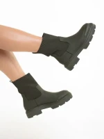 Дамски боти  зелени  от еко кожа и текстилен материал  Chiara