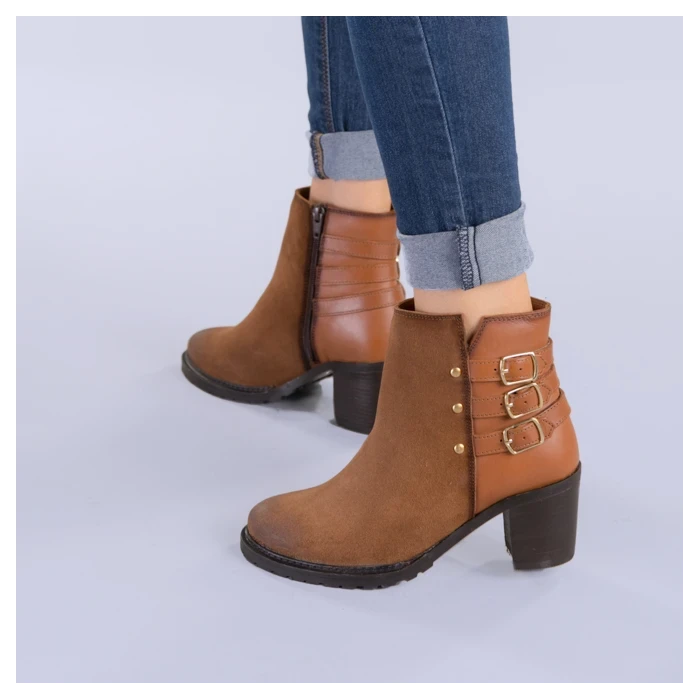 Боти от естествена кожа Figo камел