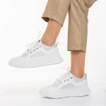 Дамски спортни обувки бели  от еко кожа и текстилен материал Meriz