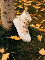 Дамски боти бежови от текстилен материал Meldona