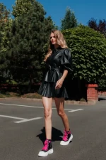 Дамски спортни обувки черни с розово от текстилен материал Marafino