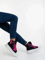 Дамски спортни обувки черни с розово от текстилен материал Marafino