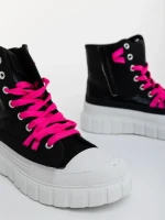 Дамски спортни обувки черни с розово от текстилен материал Marafino