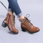 Боти от естествена кожа Dove камел