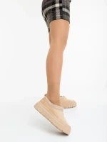 Дамски чизми бежови от текстилен материал Devalia