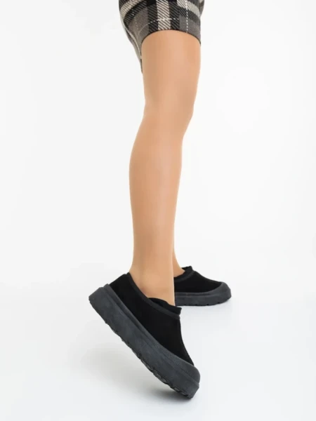 Дамски чизми черни от текстилен материал Devalia