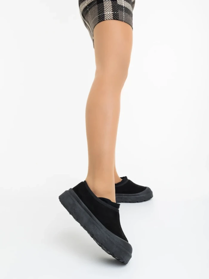 Дамски чизми черни от текстилен материал Devalia