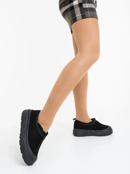 Дамски чизми черни от текстилен материал Devalia