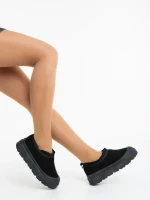 Дамски чизми черни от текстилен материал Devalia