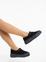 Дамски чизми черни от текстилен материал Devalia