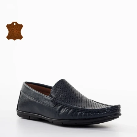 Мъжки мокасини сини от естествена кожа  Meriza