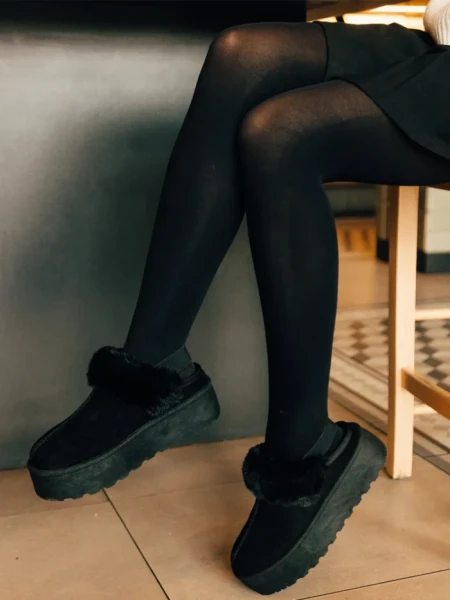 Дамски чехли черни от текстилен материал Temaria