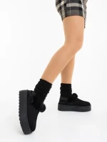 Дамски чехли черни от текстилен материал Temaria