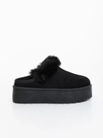 Дамски чехли черни от текстилен материал Temaria