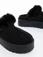 Дамски чехли черни от текстилен материал Temaria