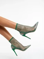 Дамски боти  зелени  от текстилен материал  Oleta