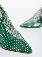 Дамски боти  зелени  от текстилен материал  Oleta