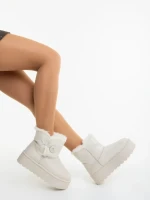 Дамски чизми светло бежови от текстилен материал Andara