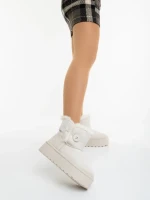 Дамски чизми светло бежови от текстилен материал Andara