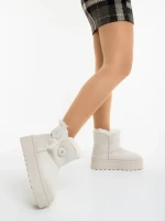 Дамски чизми светло бежови от текстилен материал Andara