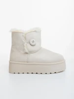 Дамски чизми светло бежови от текстилен материал Andara