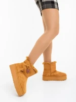 Дамски чизми камел от текстилен материал Andara